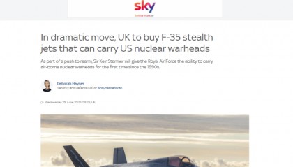 购买12架可携带核弹头F-35A战机 英国称将显著增加核威慑能力